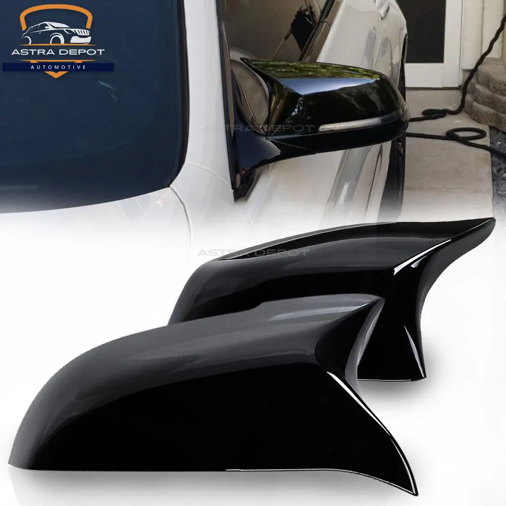 Side Rearview Mirror Cover Cap for BMW 5 6 7 Series F10 F11 F12 F13 F18 LCI 2014-2016 Gloss Black Genuine Accessories 1 Pair