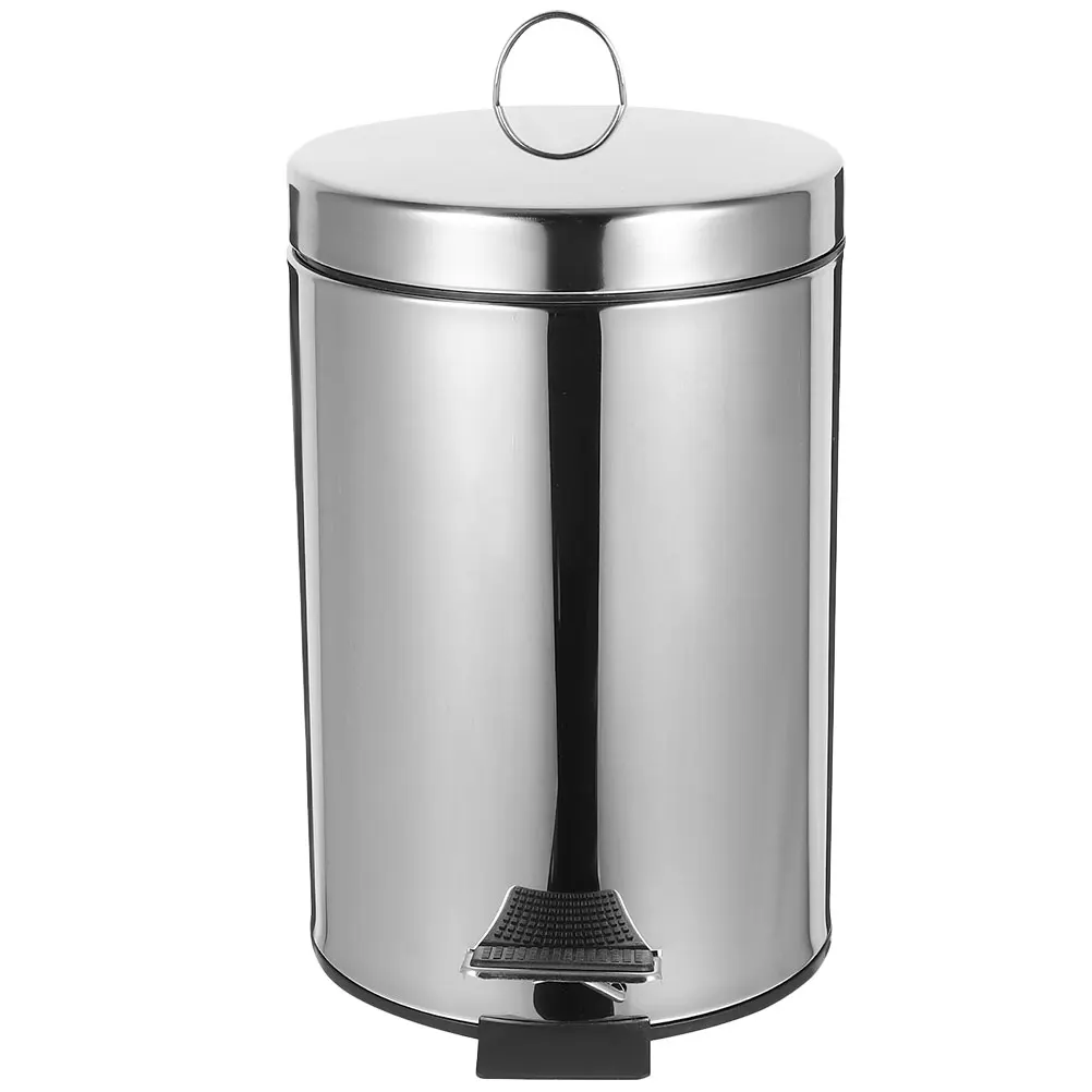 

Pedal Trash Can Waste Bin for Bedroom Round Rubbish Garbage Kitchen 410 Stainless Steel