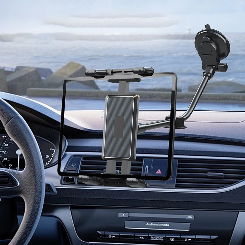 Suction Cup Windshield Car Tablet Mount Adjustable Gooseneck Phone Bracket Windshield Cell Phone Support for Truck SUV Vehicle