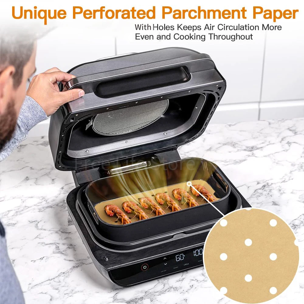 200Pcs Air Fryer Disposable Liners Rectangle Airfryer Parchment Paper for Ninja Foodi Grill BBQ Baking Mat Kitchen Accessories