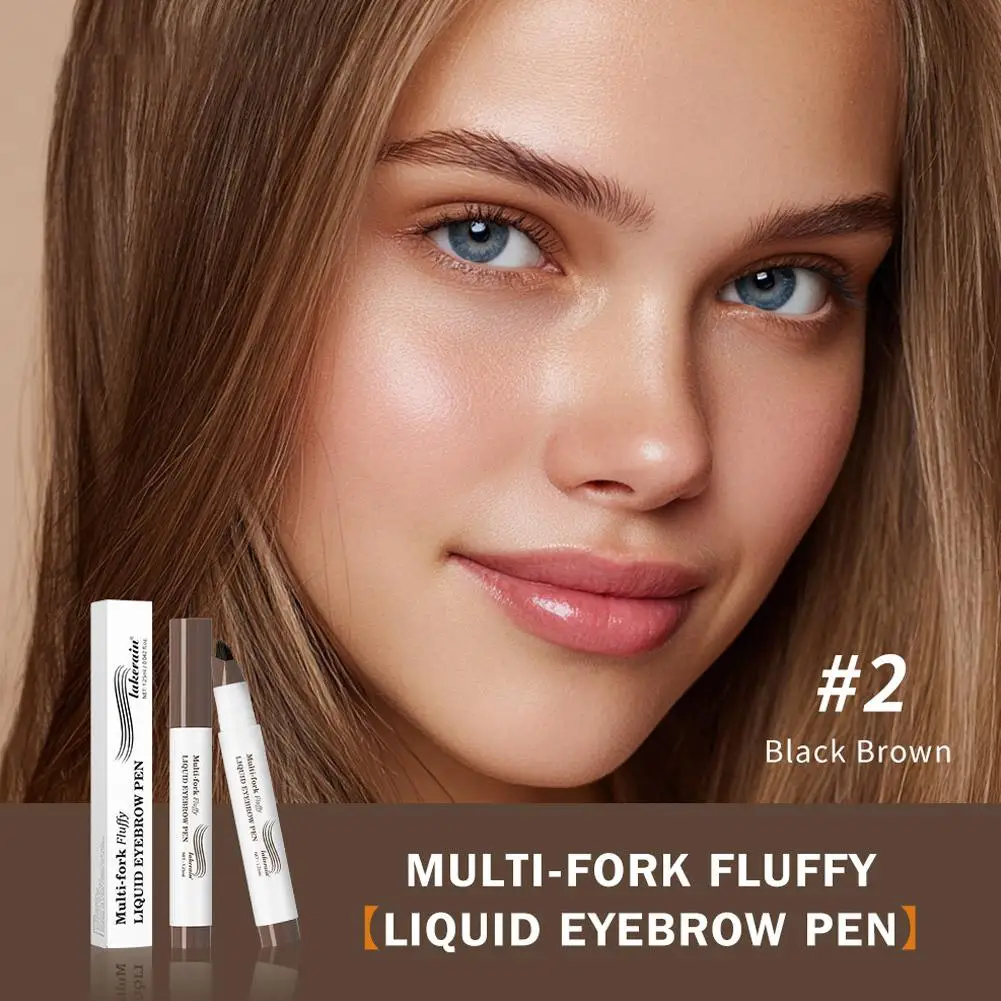 3Colors Eyebrow Pen Waterproof 4 Split Tip Eyebrows Eyebrow Makeup Waterproof Eyebrow Tattoo Pen Pencil Pen Liquid Black Q6J5