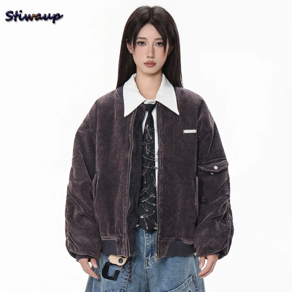 

Женская зимняя демисезонная куртка для женщин с круглым вырезом темно-фиолетового цвета, модная женская теплая стеганая куртка-бомбер, зимнее пальто женское