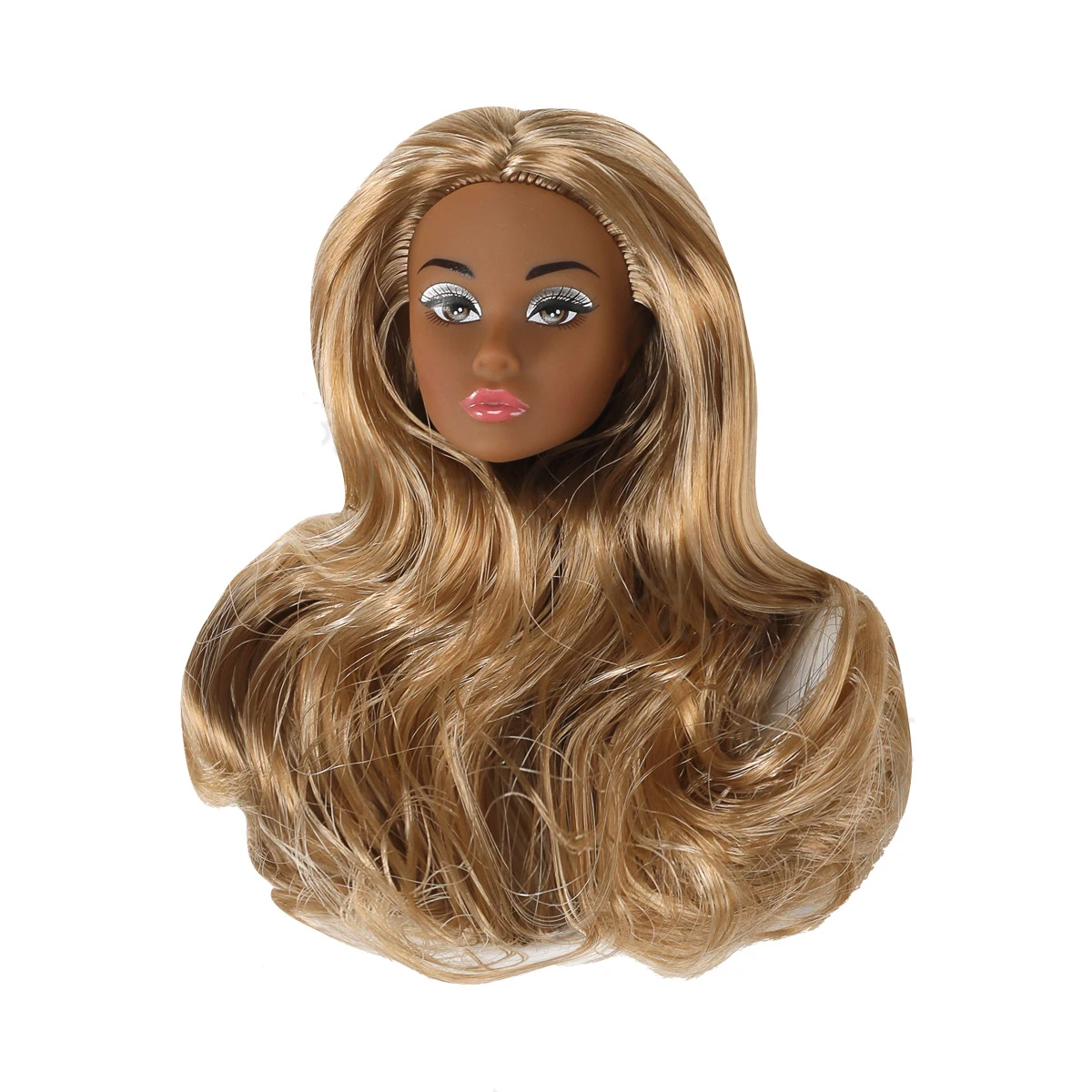 دمية رئيس الملحقات 30 سنتيمتر 1/6 عارضة أزياء دمية لا ماكياج رئيس الملونة الشعر الأبيض/الأسود الجلد مع المكياج رئيس فتاة اللباس لعبة