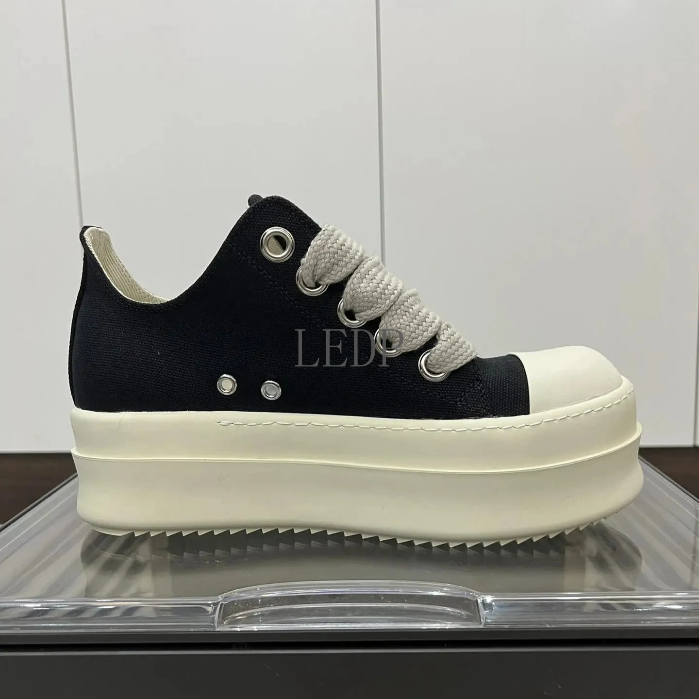 

Brand Jumbo Laces Luxury Designer Platform Casual Shoe Men Thick-Soled 6 Cm Thick Shoelaces Low Top Canvas Sports Sneakers Women