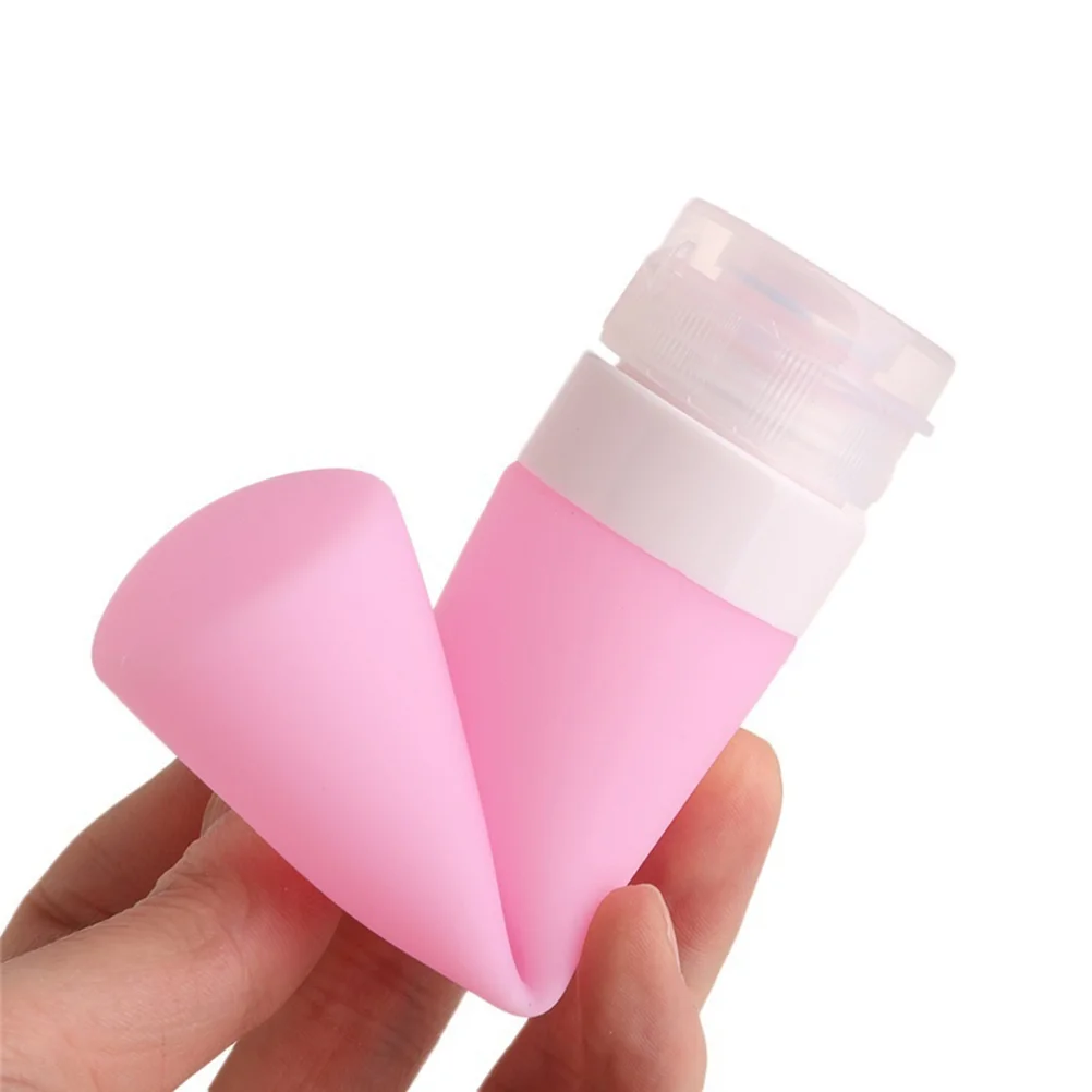 Portable Travel Bottle Soap Dispensers Silicone Bottles Countertop Lotion Containers 60ml (Pink)