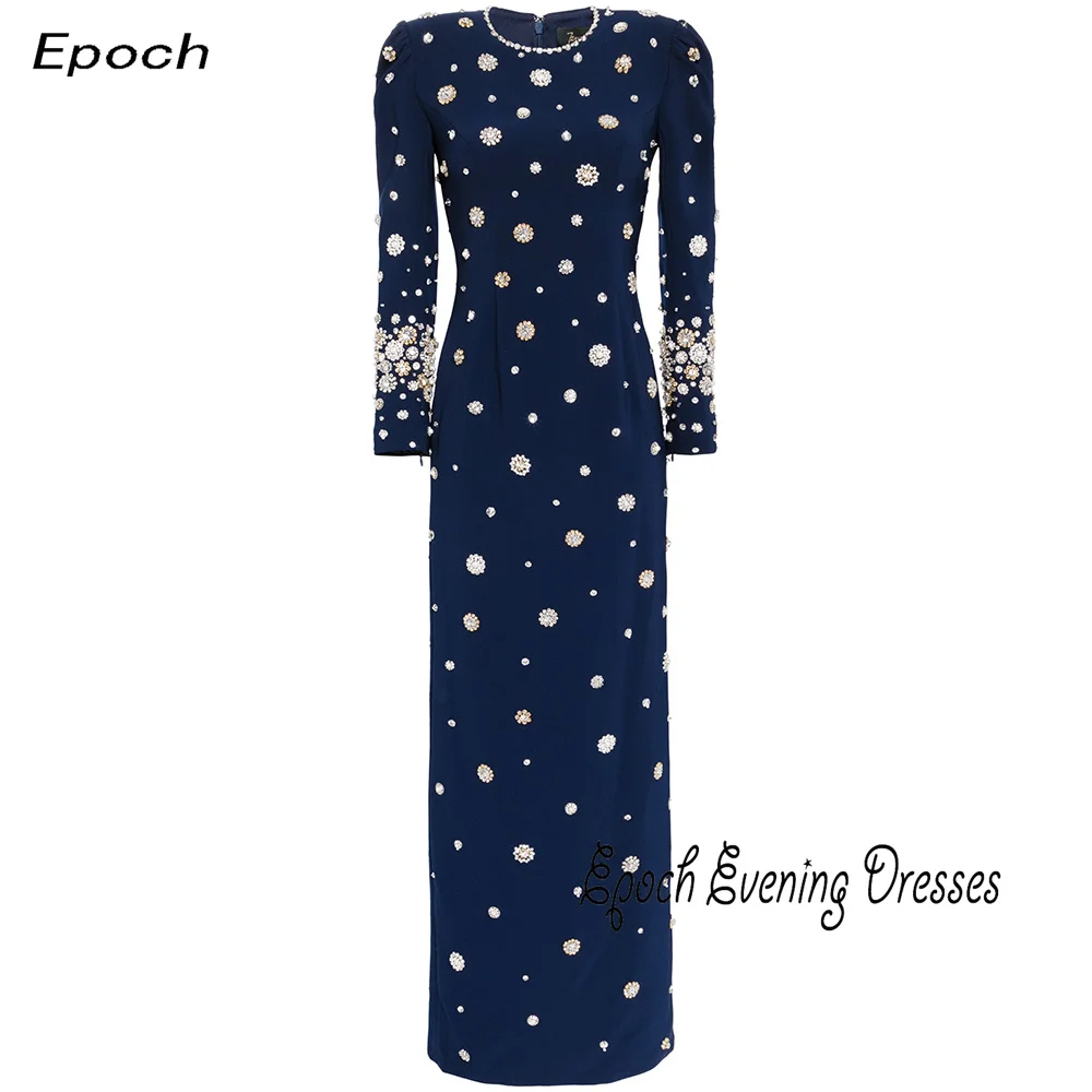 Epoch Crepe Evening Dress فساتين السهرة 2024 Arabia Elegant Luxurious Crystal Women Sexy Cocktail Party Prom Gown With Slit