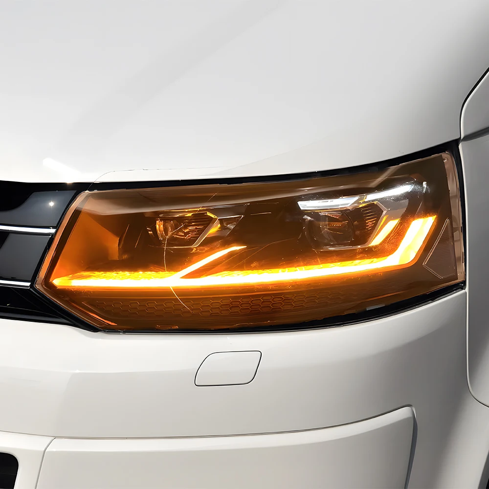 

Для VW Multivan T5 2012-2015 авто фары осветительное устройство в сборе обновление T6 стиль светодиодный двойной объектив проектора автомобильные лампы аксессуары
