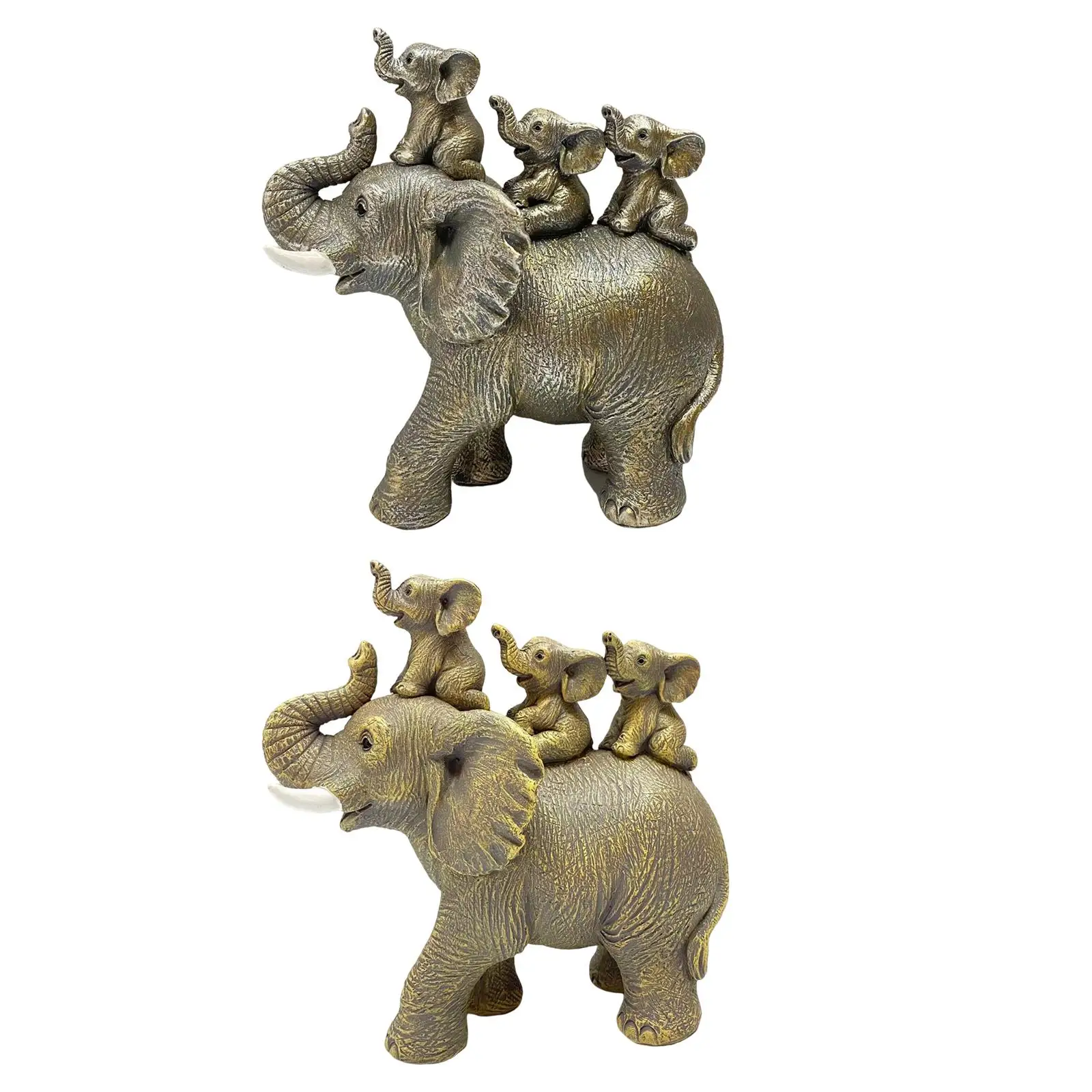 Artistic Elephant Statue Tabletop Resin Sculpture Animal Figurine for Display