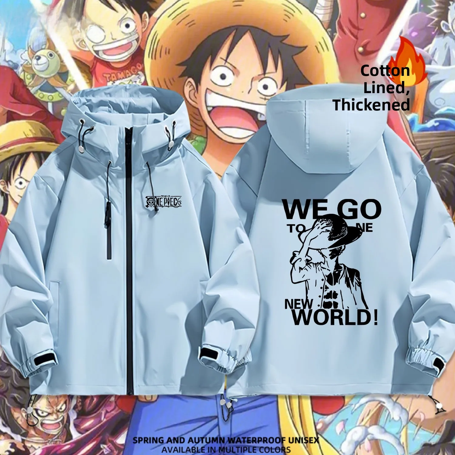 

Anime Pirate St Hat Crew Thiened Hooded Jaet Coat ex Casual Sle Waterproof Polyester Fiber Autumn Winter Jaet