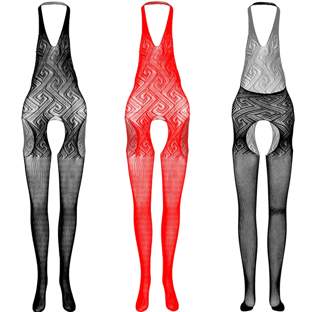 

Men's Sexy Jumpsuit Fishnet Hollow Out See Through Tights Lingerie Costume Gay Male Erotic Mesh Transparent Bodysuit Sleepwear