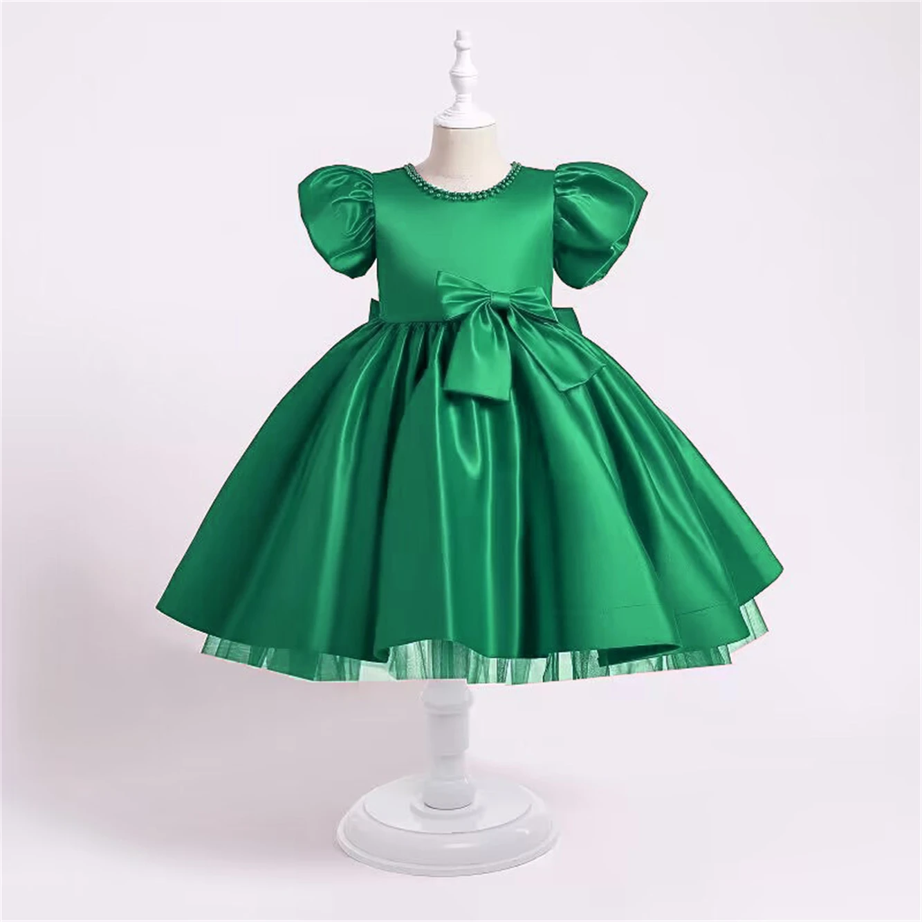 Crianças Vestido Princesa Meninas Big Bow Nó Cetim Meninas Malha Verão Tops