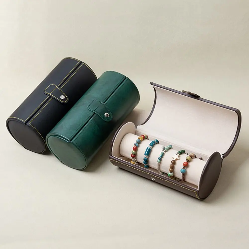Gift Box Portable Watch Roll Travel Case Cylindrical PU Leather Wristwatch Holder Compact Durable Watch Display Box Travel Use