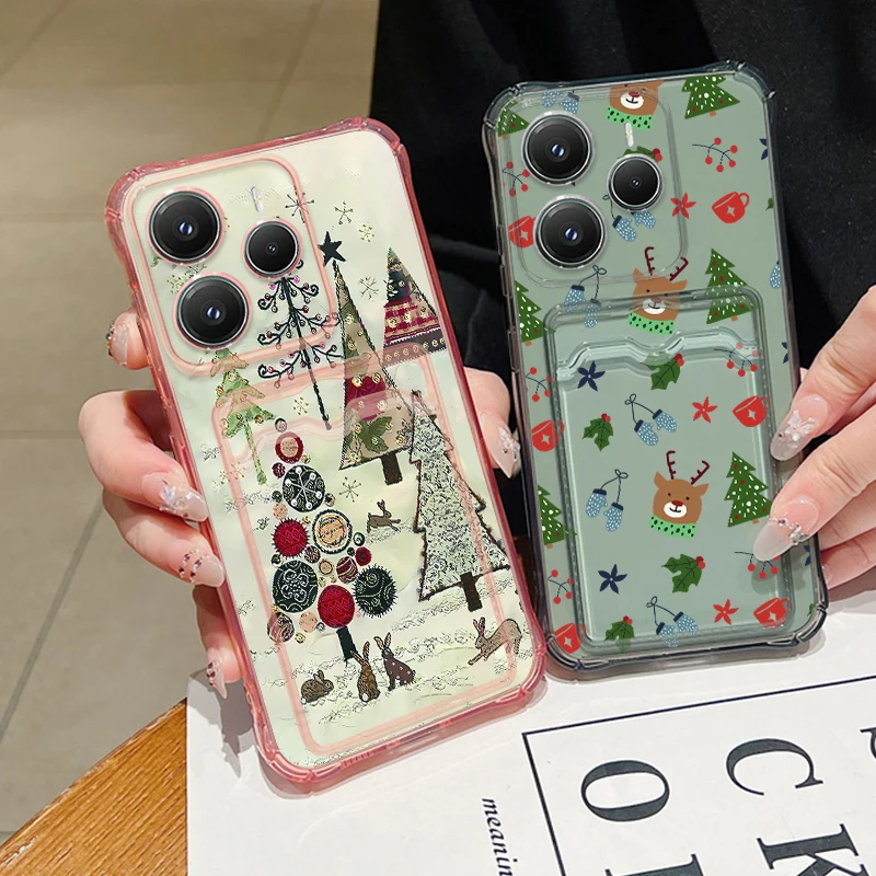 حافظة لهاتف شاومي ريدمي نوت 14 برو بلس 5G نوت 13 12 برو 14C 13C 4G شجرة عيد الميلاد مطبوعة غطاء خلفي ناعم من البولي يوريثان #6