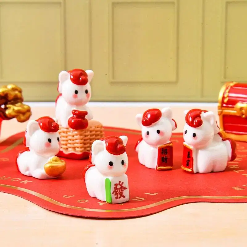 1/5 قطعة المنمنمات الراتنج الكرتون محظوظ الحصان المشهد الصغير الحلي 2026 السنة الجديدة التماثيل مكتب منزلي الديكور هدية #3