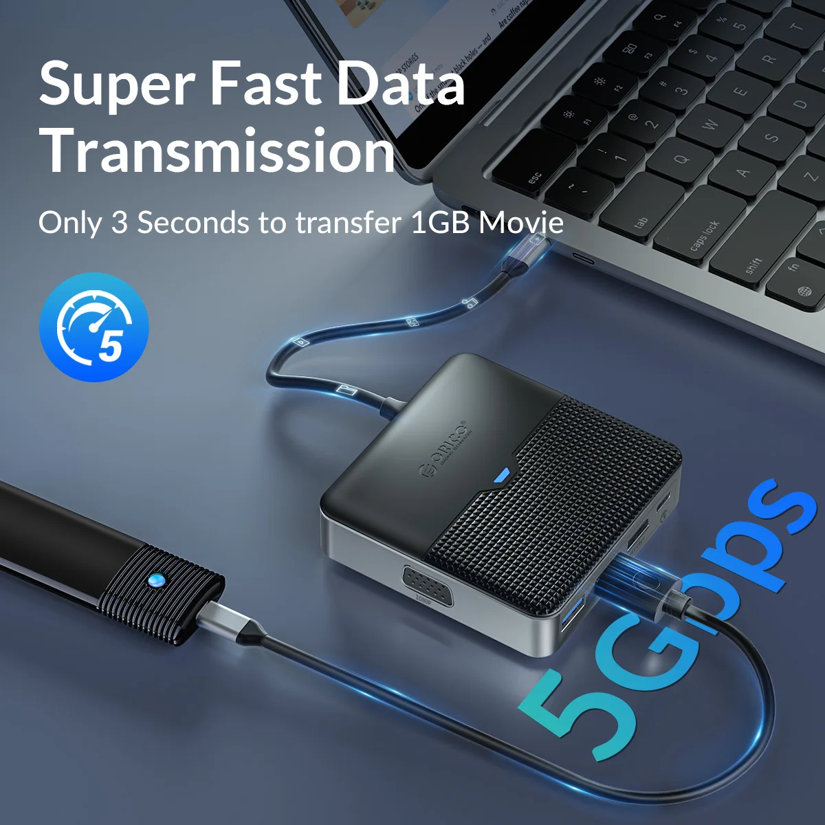 ORICO USB  HUB Type C 4K to HDMI-compatible Adapter Docking Station Ethernet Port PD100W For MacBook M1 Windows PC Accessories