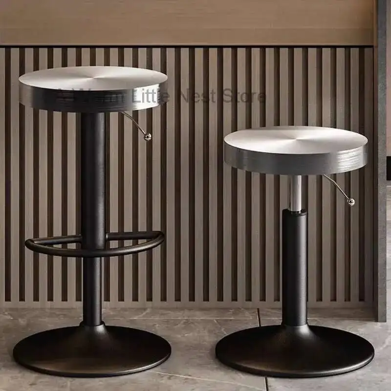 

Style Bedroom Counter Luxury Bar Stool Wood Iron High Bar Stool Gold Coffee Shop Sedie Sala Da Pranzo Barbershop Furniture