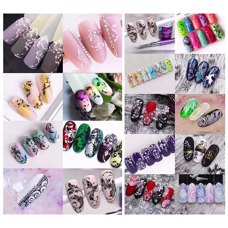 12 sztuk/zestaw Nail Art praktyka książka papierowy wystawienniczy arkusz szkolenia linie rysunek szablon do malowania narzędzie do nauki Manicure