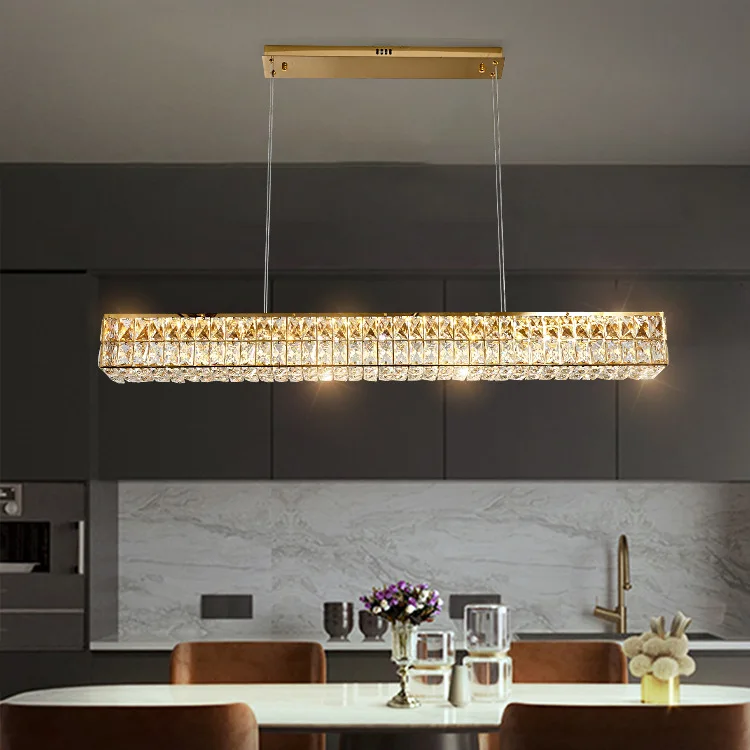 Light Luxury Crystal Chandelier Restaurant Long Strip Design Simple Creative Designer Bar Counter Dining/Living Rooms