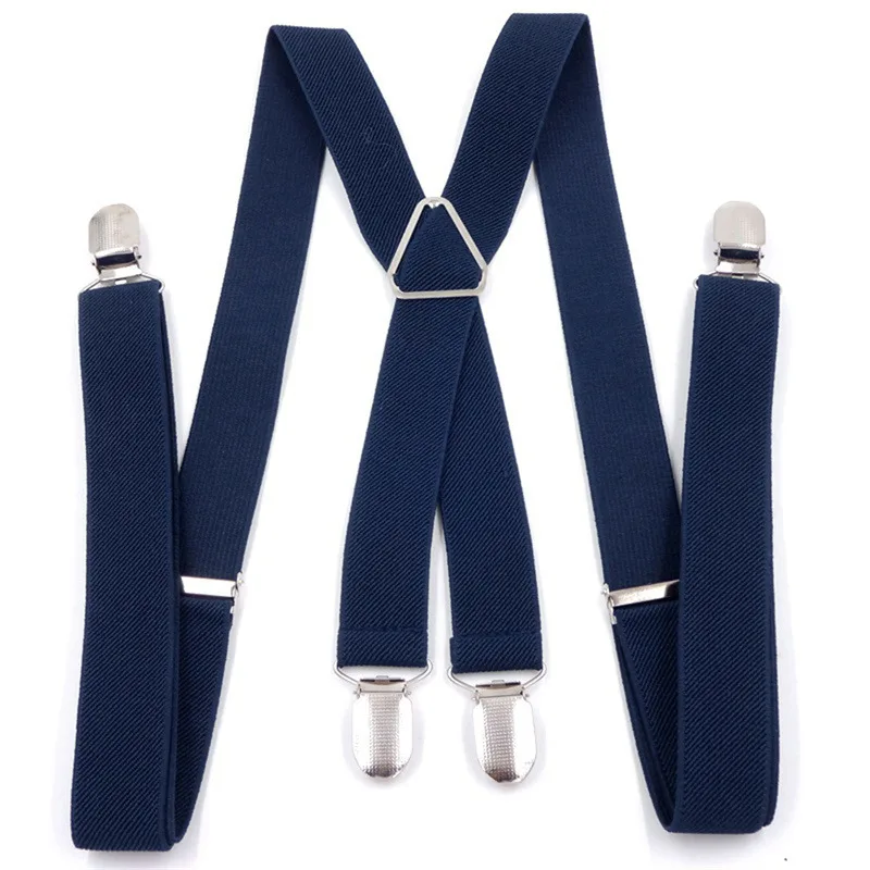 4 Clips 2.5CM Wide Men Suspenders Women Elastic Adjustable Adult Braces Suspender Kids Children Boys Girls Wedding Accessories