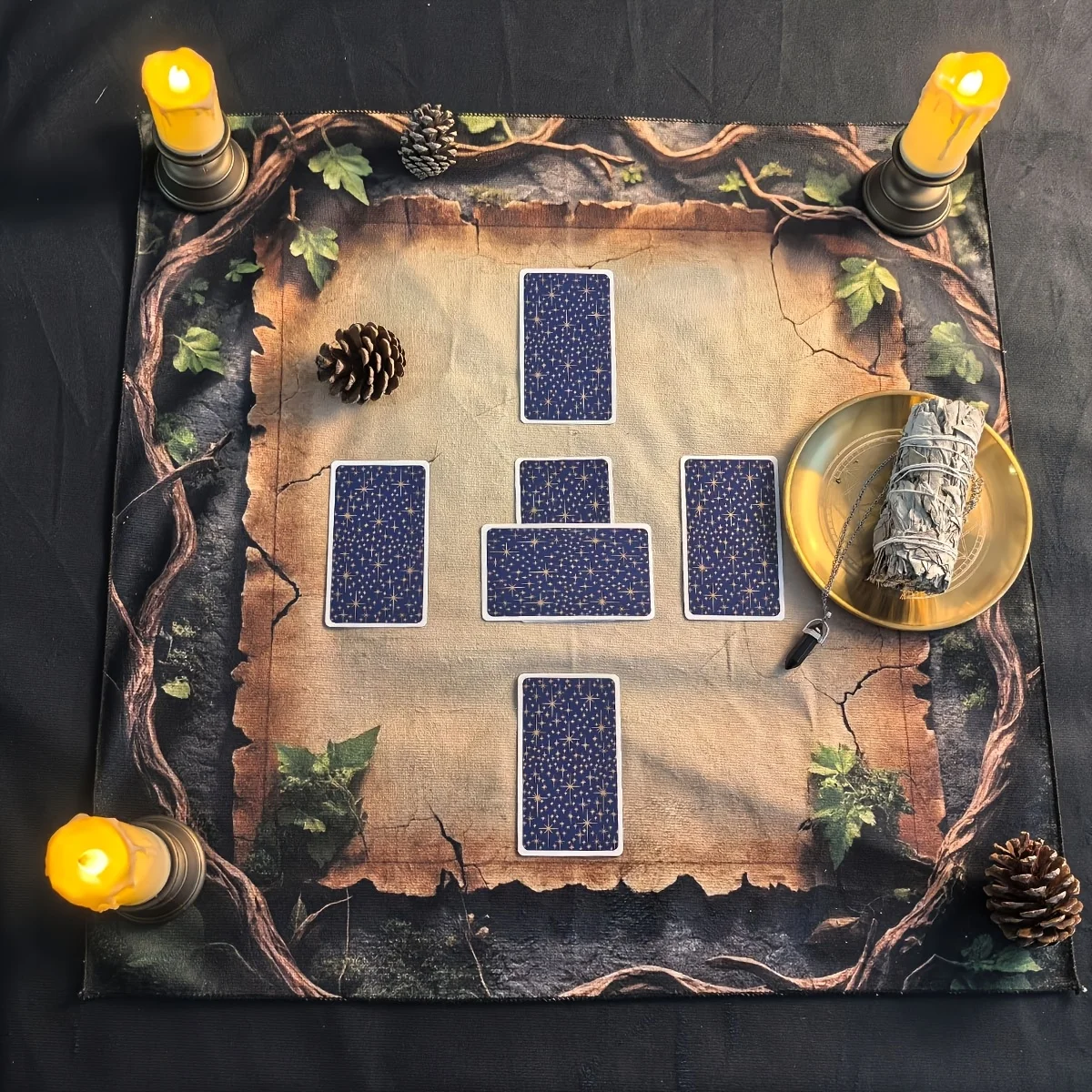 Tarot Clothes for Table Tarot Cloth Astrology Sun 1 Mystery Tarot Altar Cloth - Vintage Divination Tablecloth with Game Card