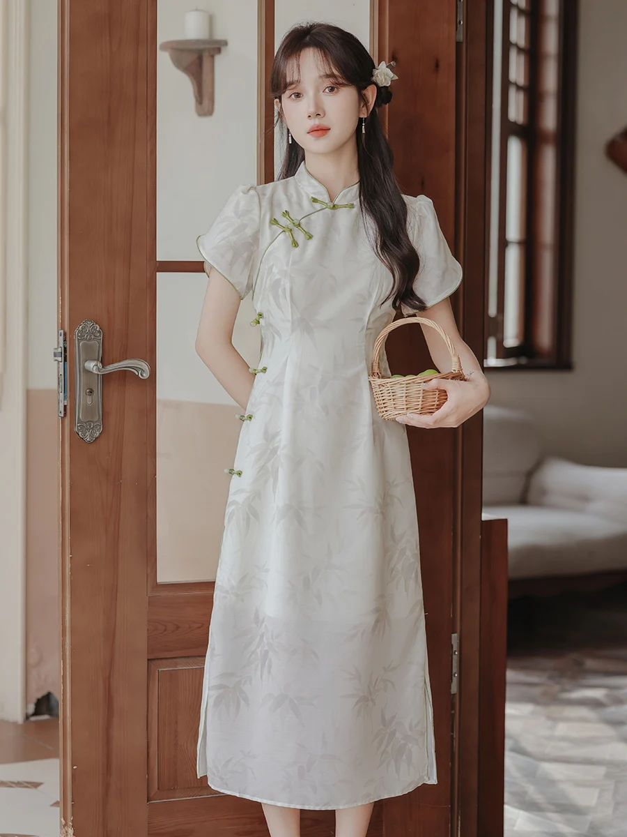 

Summer White Print Short Sleeve Midi Dress Women Korean Vintage Luxury Festival Dress 2025 Elegant Bodycon Party Evening Dresses