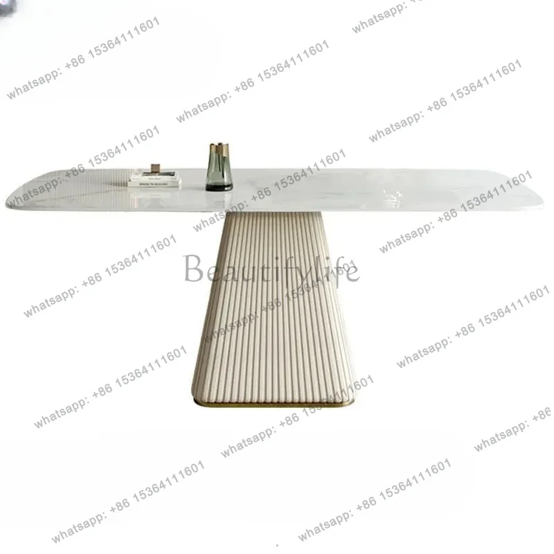 YJ Nordic Minimalist Dining Tables Rectangular Marble Slab Modern Dining Tables Luxury Oval Vintage Furniture Tavoli Da Pranzo L