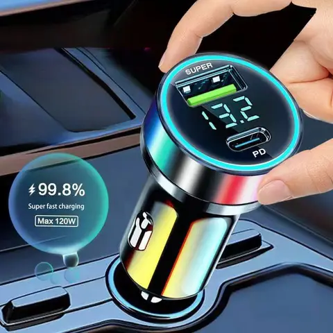 차량용 충전기 고속 충전 240W 2 USB 포트 어댑터(디지털 디스플레이 전원 및 시동 시스템 충전기 전기 장치 포함)