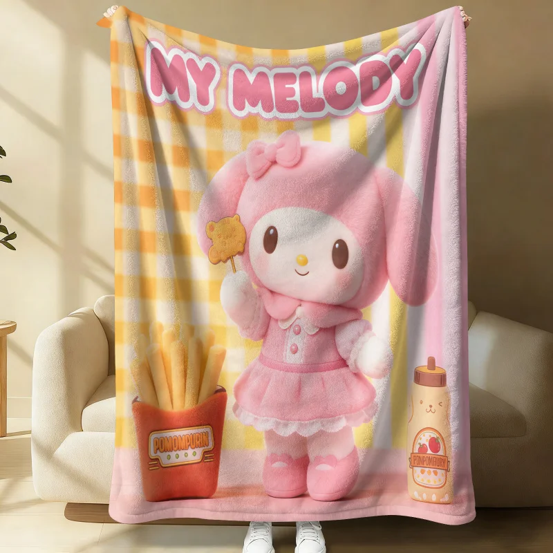 

Sanrio My Melody Flannel Blanket Kawaii 3D Plush Snack Print Soft Cozy Throw for Girls Bedroom Sofa Gift Bedroom Decor