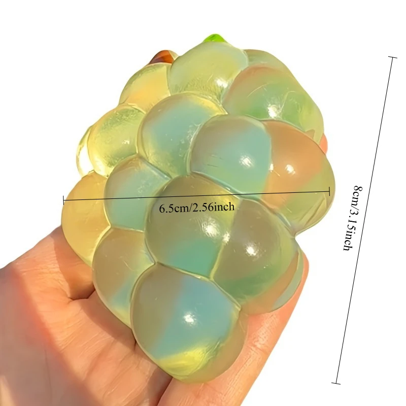 Sensory Fidget Toy Stress Relief Squeeze Toy Slow Rebound Squishy Grape Simulated Fruit Cozy Handmade Gift for Anxiety and Focus