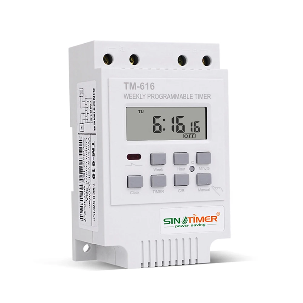 

TM616W Digital Timer Switch 30A 12V/220V Electronic Weekly Programmable Relay Timer Din Rail Moun Intelligent Timer Controller