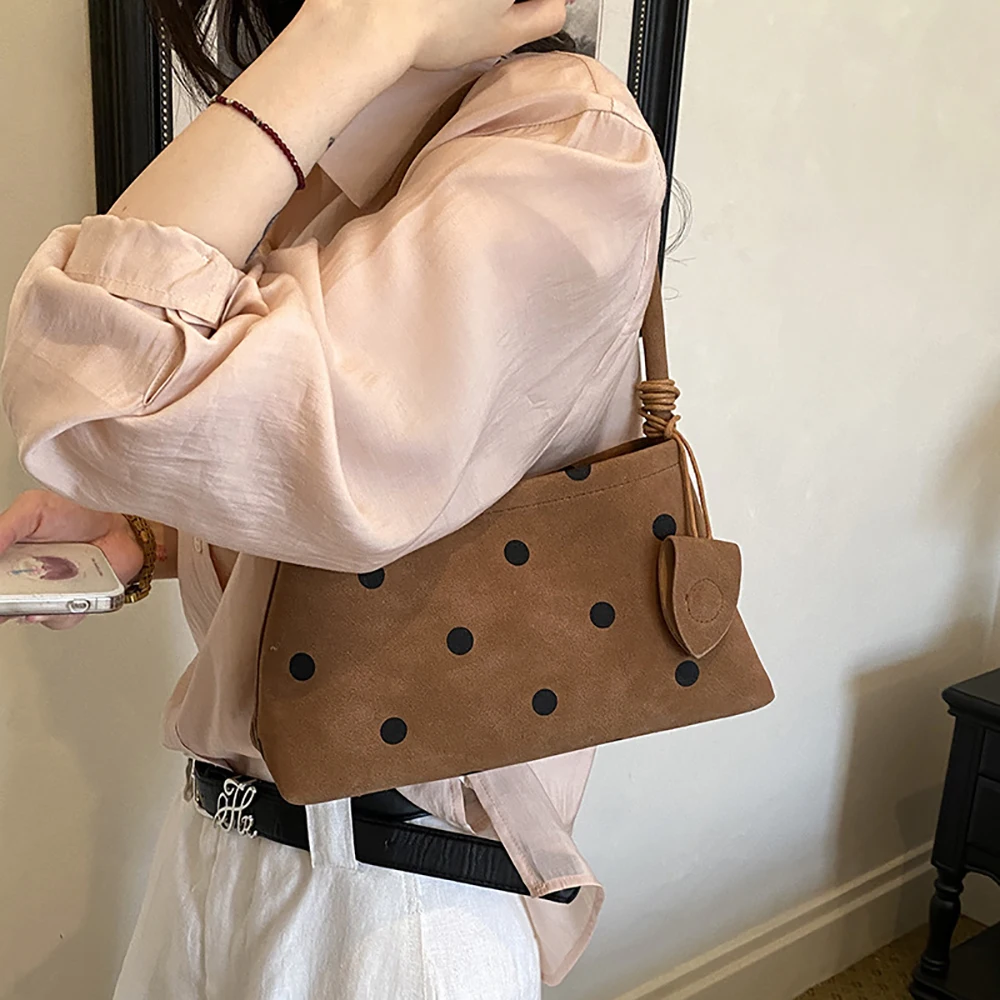 Women's Korean Style Chic Shoulder Bag High Grade Bolka Dots Pu Leather Composite Bags Summer New Commute Underarm Handbags