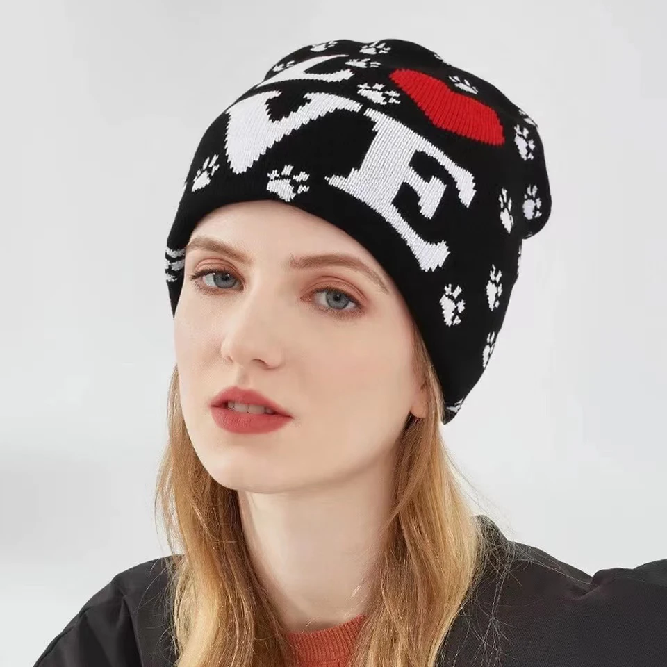 

Модная вязаная шапка-бини Harajuku Y2K, крутая вязаная шапка с буквенным принтом, уютная вязаная шапка с черепами, зимние шапки унисекс с напуском