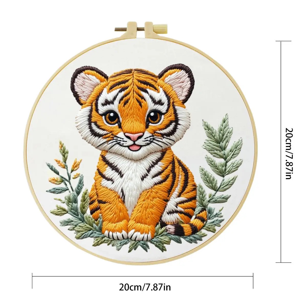 1 Stück 20X20CM/15X15CM 7,87/6,3 Zoll Stickerei-Starter-Kit DIY-Kit DIY-Stickerei-Set für Anfänger Tiger – Detail 4