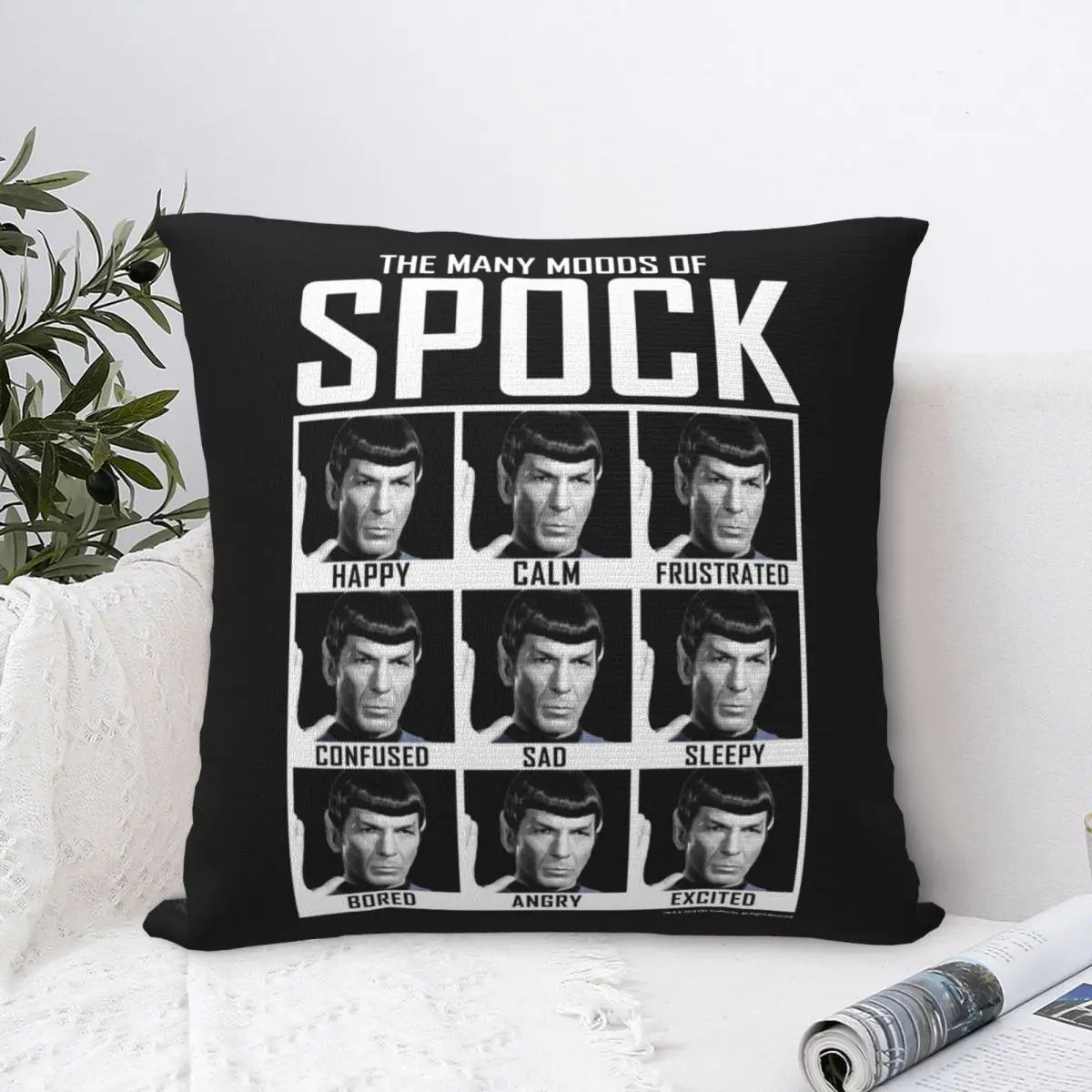 Stars Treks Moods Of Spock Pillow Covers Polyester Home Cushion Cover Creative Pillow Cover 40*40