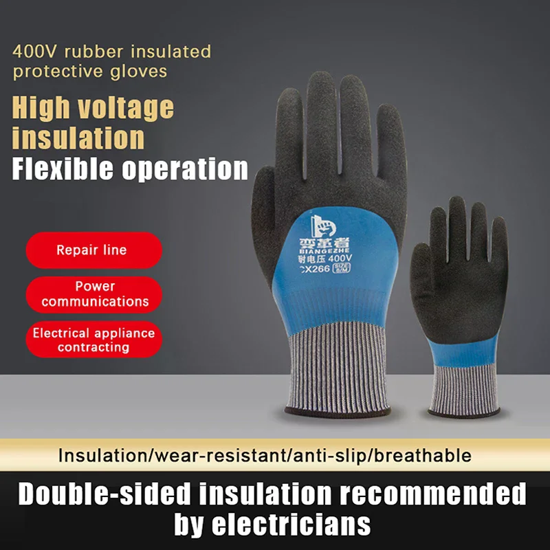 

1 Pair Withstanding Voltage 400/1000V Rubber Insulation Glove For Electrical Maintenance Home Electrician Insulating Gloves