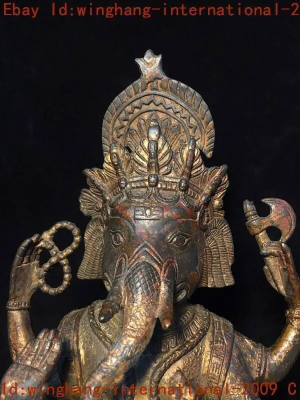 old Tibet Buddhism temple bronze gilt Elephant Jambhala Mammon Buddha Statue