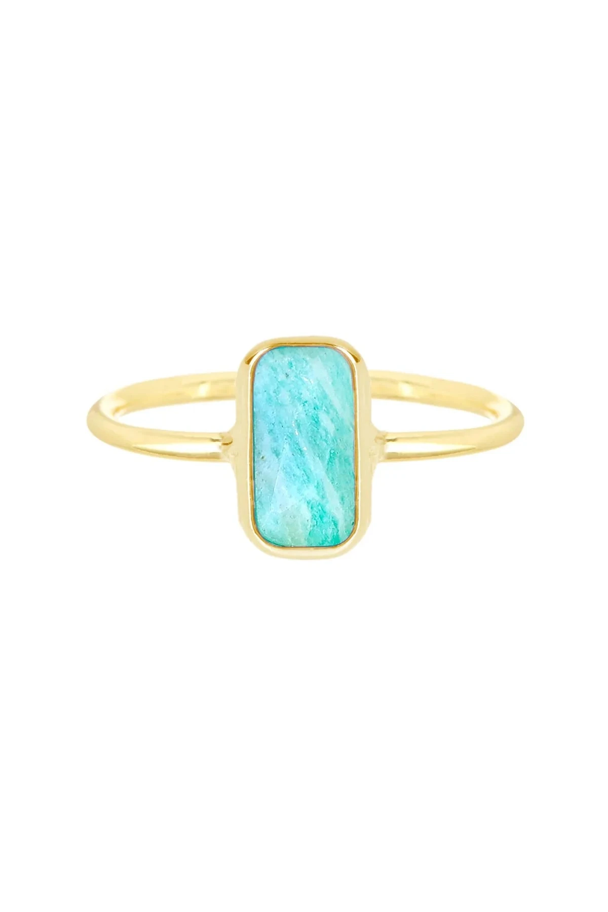 

Natural Gemstone Russian Amazonite Rectangle Petite Ring for Women Christmas Gifts Jewelry