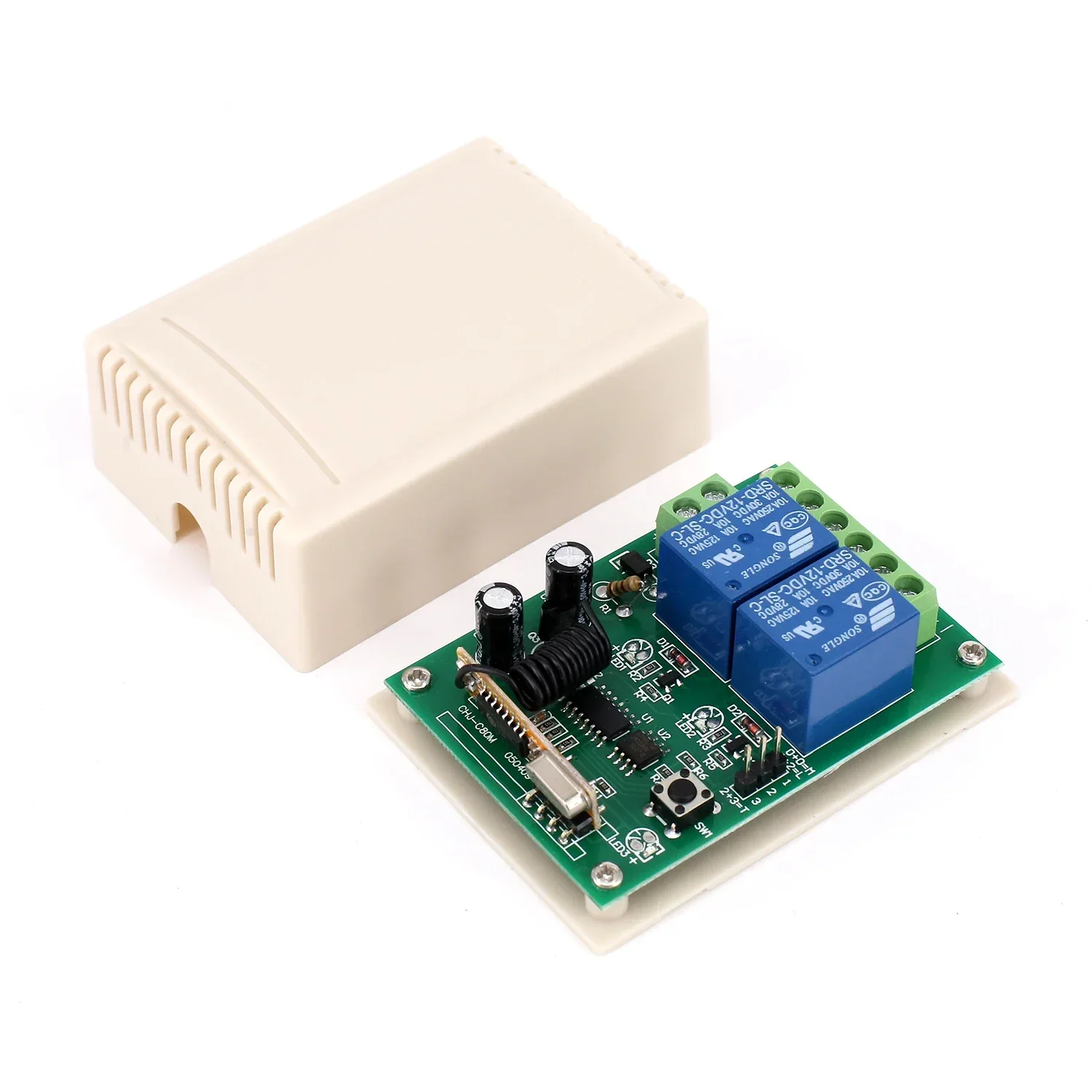 Opener Transmitter+Receiver 2 Keys Learning code(1527) Gate Garage 433MHz Relay Wireless Remote Control Switch