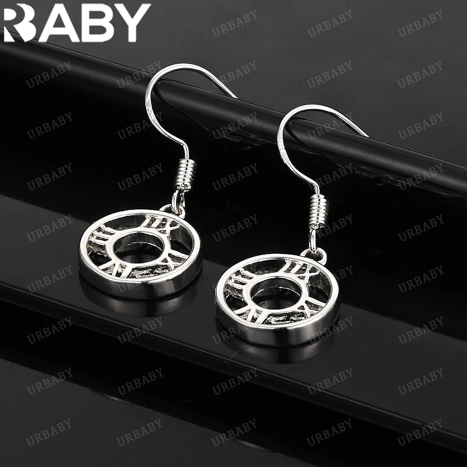 

URBABY 925 Sterling Silver Roman Numerals Round Drop Earrings For Women Jewelry Fashion Party and Daily Wear