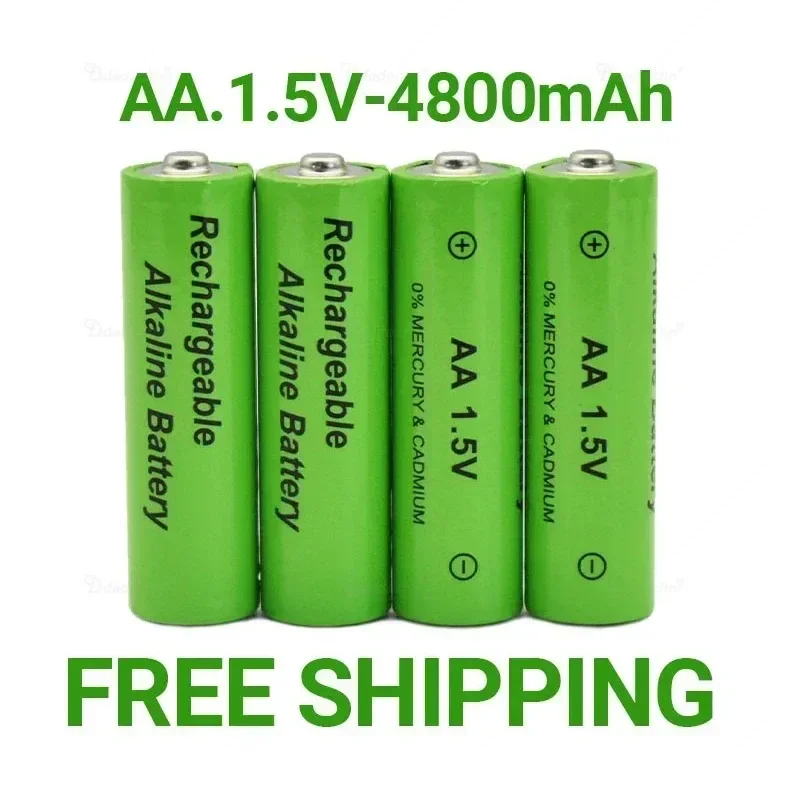 Free Shipping 1.5V AA Battery 4800mAh Rechargeable Battery NI-MH 1.5 V AA Battery for Clocks Mice Computers Toys So On