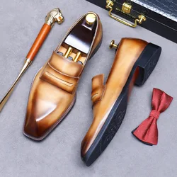 New Men's Shoes Italian Formal Shoes Oxford Men's Handmade Genuine Leather Office Shoes Elegant Wedding Party Shoes 37-46