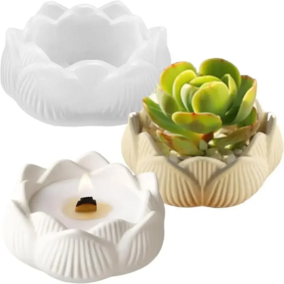 lotus mold,clay mold,plaster candle holder mold,diy home decorations,tabletop decoration,suitable for plaster, resin, clay