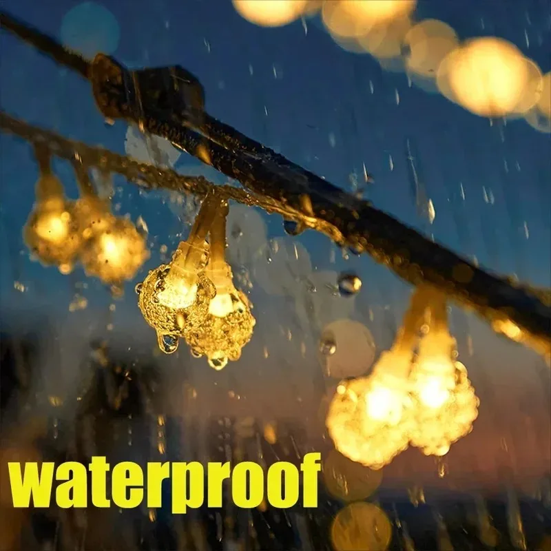 Bola alimentada por batería impermeable de 3M-10M, 20/40/80LED, luces de cadena, luces decorativas, adornos navideños (batería no incluida)