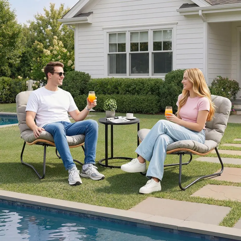 

Outdoor Loveseat 2PCS, 1 Seater Outdoor Couch with Sot Cushion, All-Weather Boho Rattan Patio urniture or Balcony, Poolside, Bac