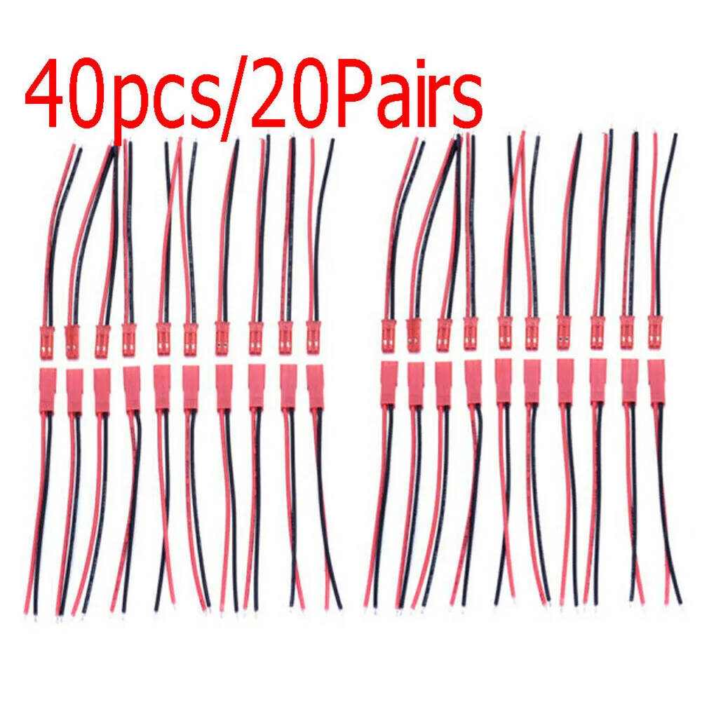ل JST SM 2Pin مجموعة موصل 40 قطعة كابل ذكر وأنثى مع سلك 22AWG طول 100 مللي متر للإضاءة LED واستخدام الأجهزة