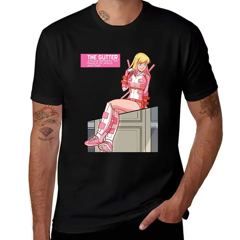 Men's Cotton Short Sleeve T-Shirt, Featuring Gwenpool The Gutter Between Space and Time Graphic Print, Casual Comic Style Tee