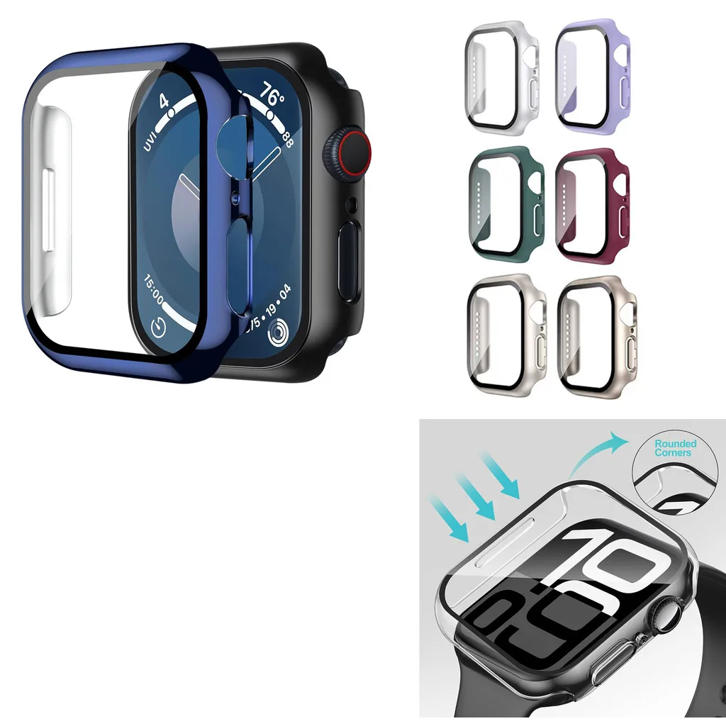 애플워치 시리즈 10 아이워치 42mm 46mm 하드 PC 프레임 범퍼 커버 + HD 슬림 강화유리 스크래치 방지 스크린 보호필름