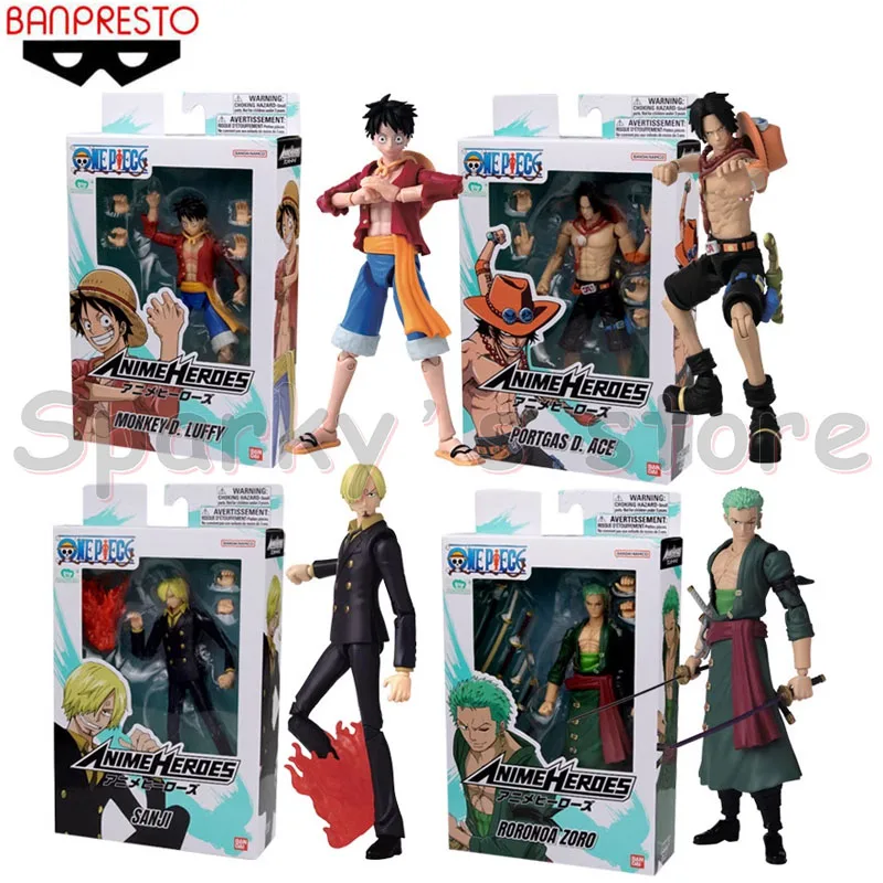 Bandai Original Anime heroes ONE PIECE Anime Figure Portgas·D· Ace Monkey D. Luffy Sanji Action Figure Toys For Kids Gifts Model