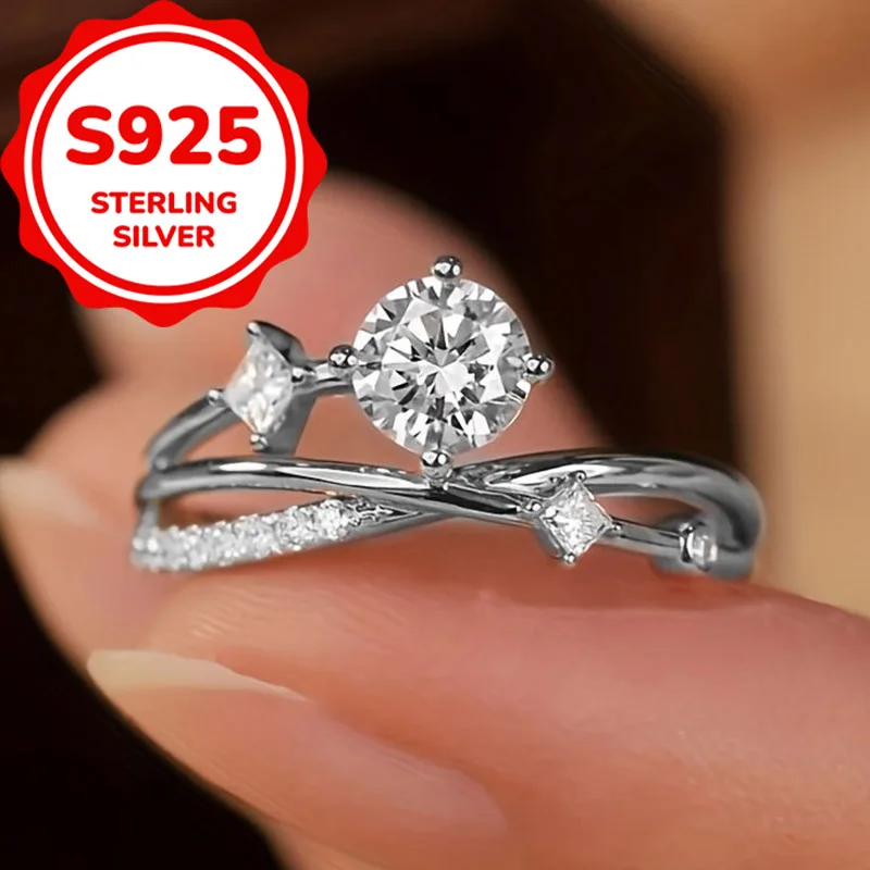 925 sterling silver daily joker temperament synthetic zircon cosmic planet track ring light luxury simple sweet ring