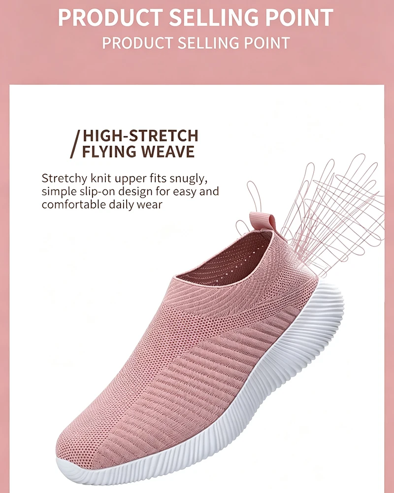 Damen Vulkanisierte Schuhe Atmungsaktive Mesh-Gewebe Einfarbige Sportschuhe Flache Schuhe Rutschfeste Damen-Loafer Walkingschuhe 35-43 – Detail 3